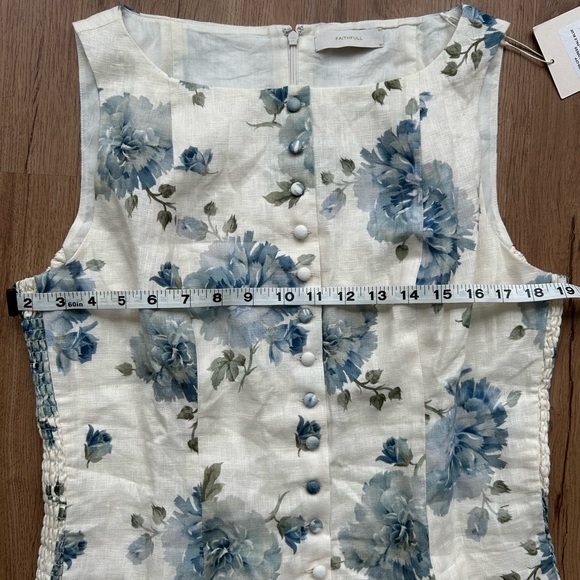 Faithfull The Brand Blue Floral Linen Mini Dress NWT | Summer Cottagecore 10 - Picture 10 of 12